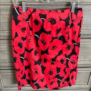 New York & Company Red Floral Pencil Skirt